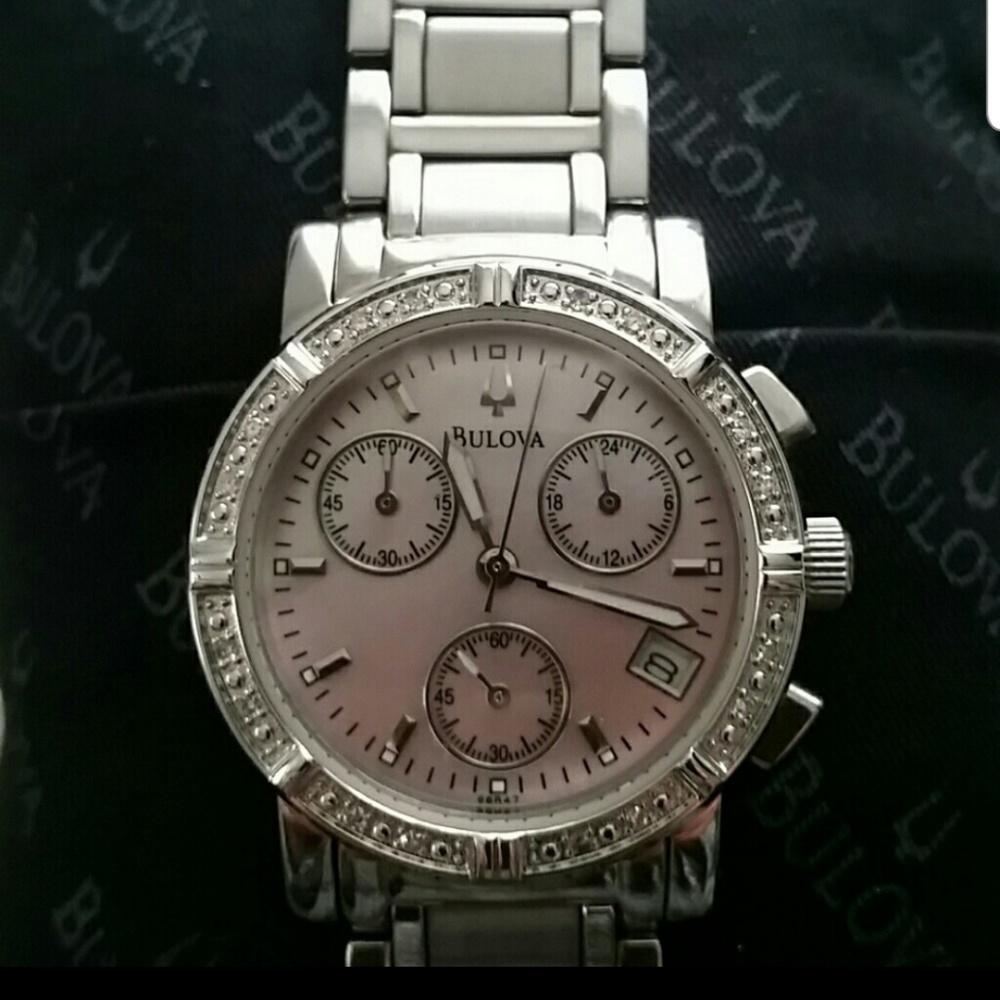 Bulova Womens Mother of Pearl Diamond Watch - Picture 2 of 7